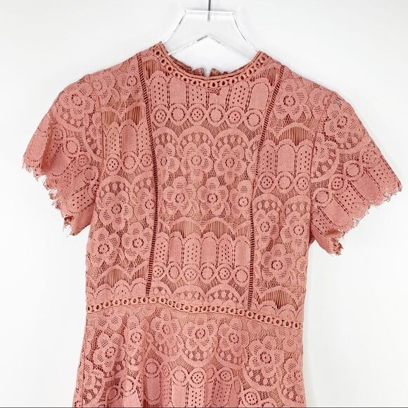 Blu Pepper Lace Mock Neck Mini Dress Pink Blush - Picture 4 of 15